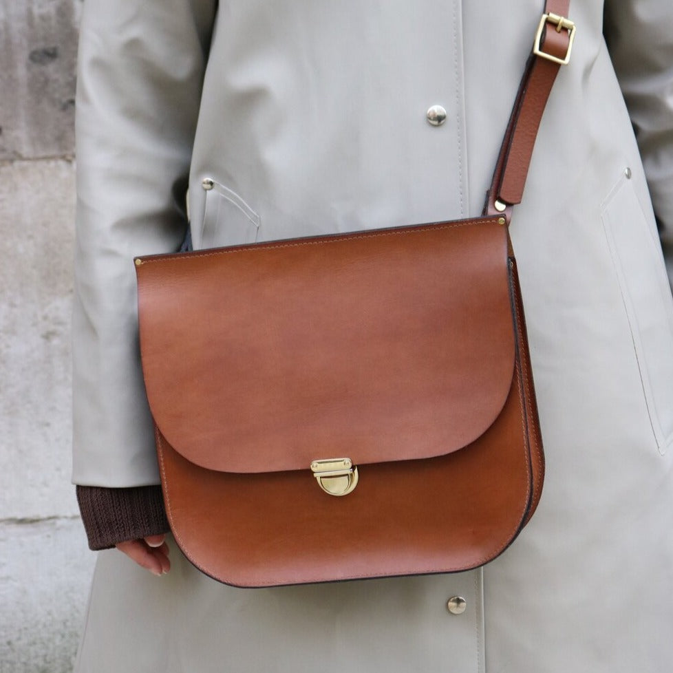 QVC ORYANY Handbag Layla Shoulder Crossbody Patent Leather Brown